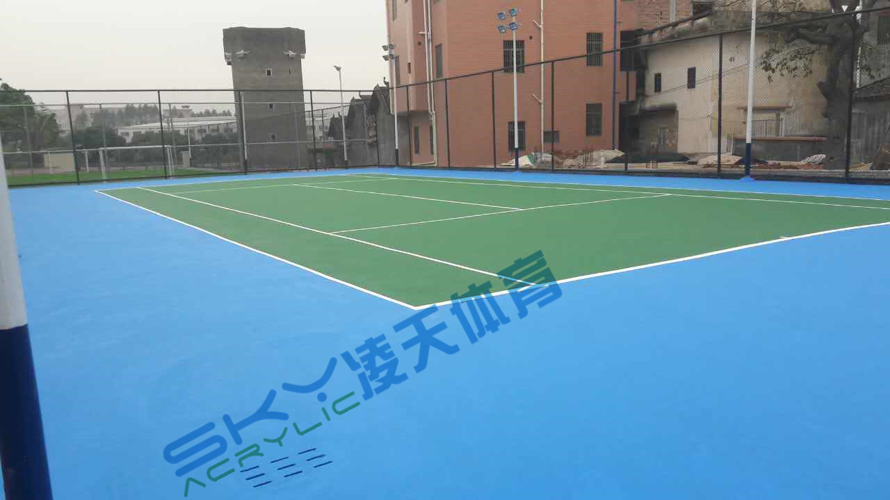 丙烯酸球场案例：广州市增城石迳村丙烯酸网球